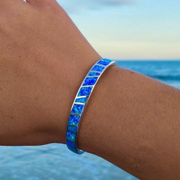 Silver Bracelet with Blue Opal Accents