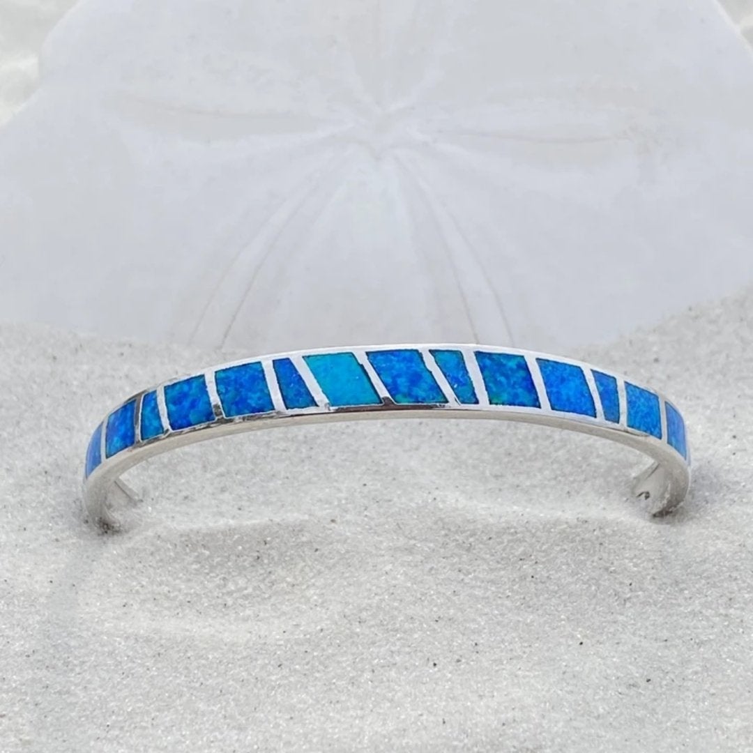 Silver Bracelet with Blue Opal Accents