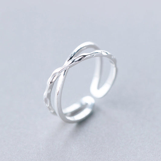 Vintage Crossed Silver Ring