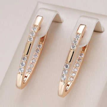 Elegant Gold Earrings with Sparkling Zirconia Stones