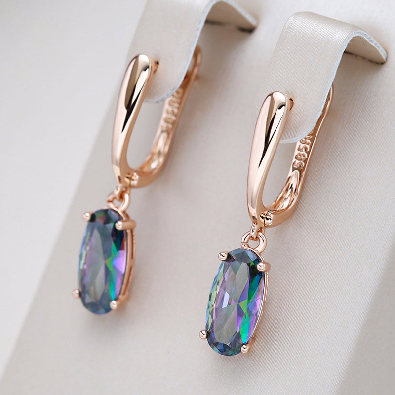 Gold-Plated Earrings with Elegant Blue Crystals